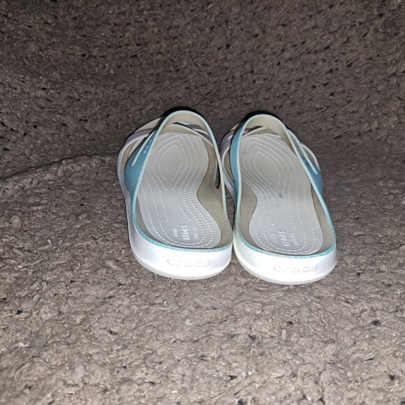 CROCS-Kadee II Sandals-Purple Blue Ombre with Wavy Lines-Sz 8-Excellent - Picture 5 of 7